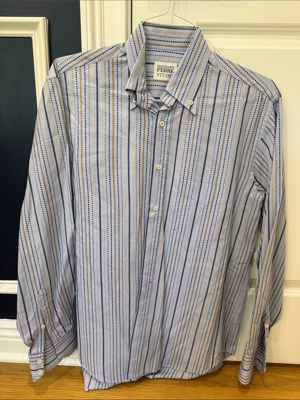 Gianfranco Ferre Light Blue Striped Button-Down Dress Shirt